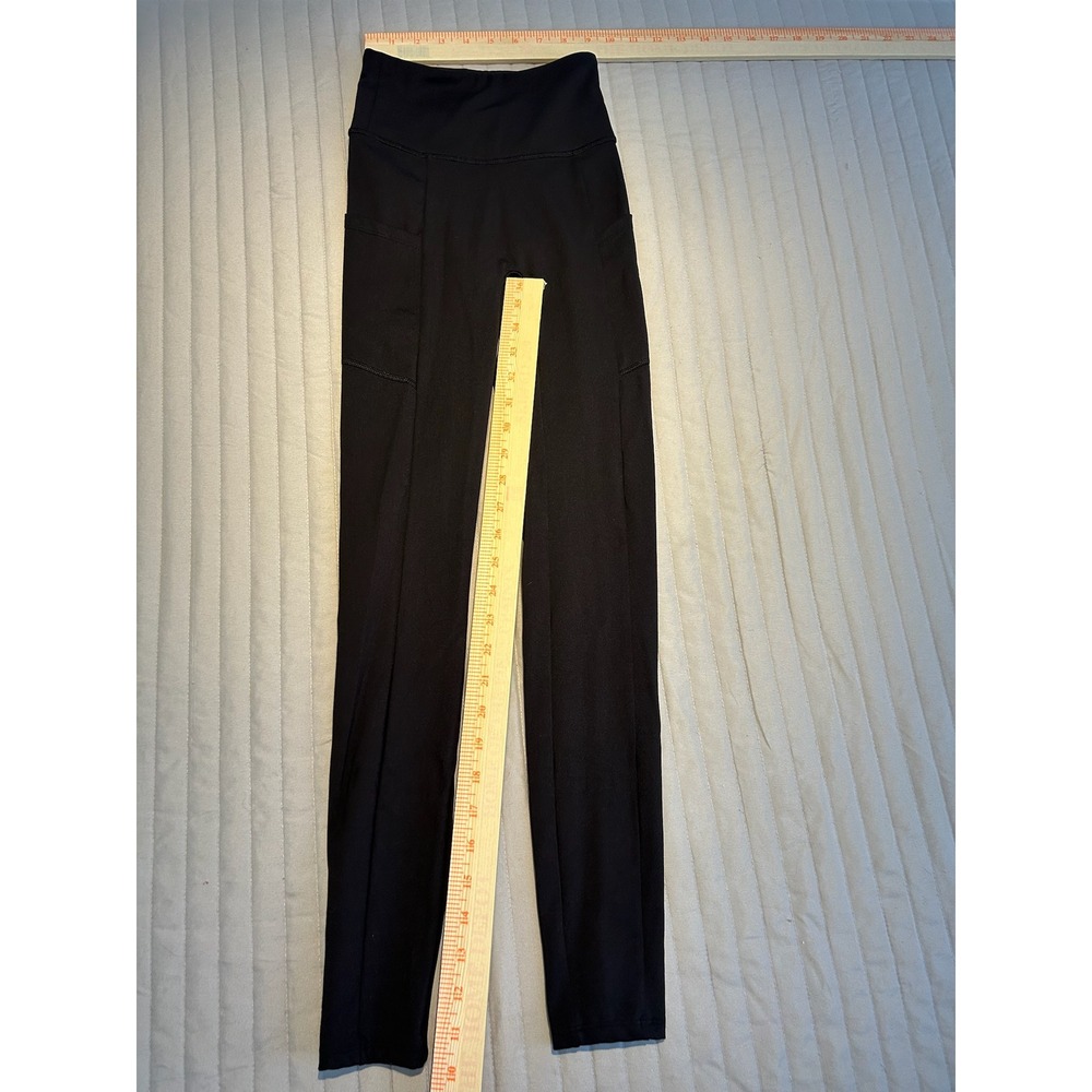 Black Leggings High Waist Side Pockets Athleisure Activewear Womens XXS - Picture 5 of 7